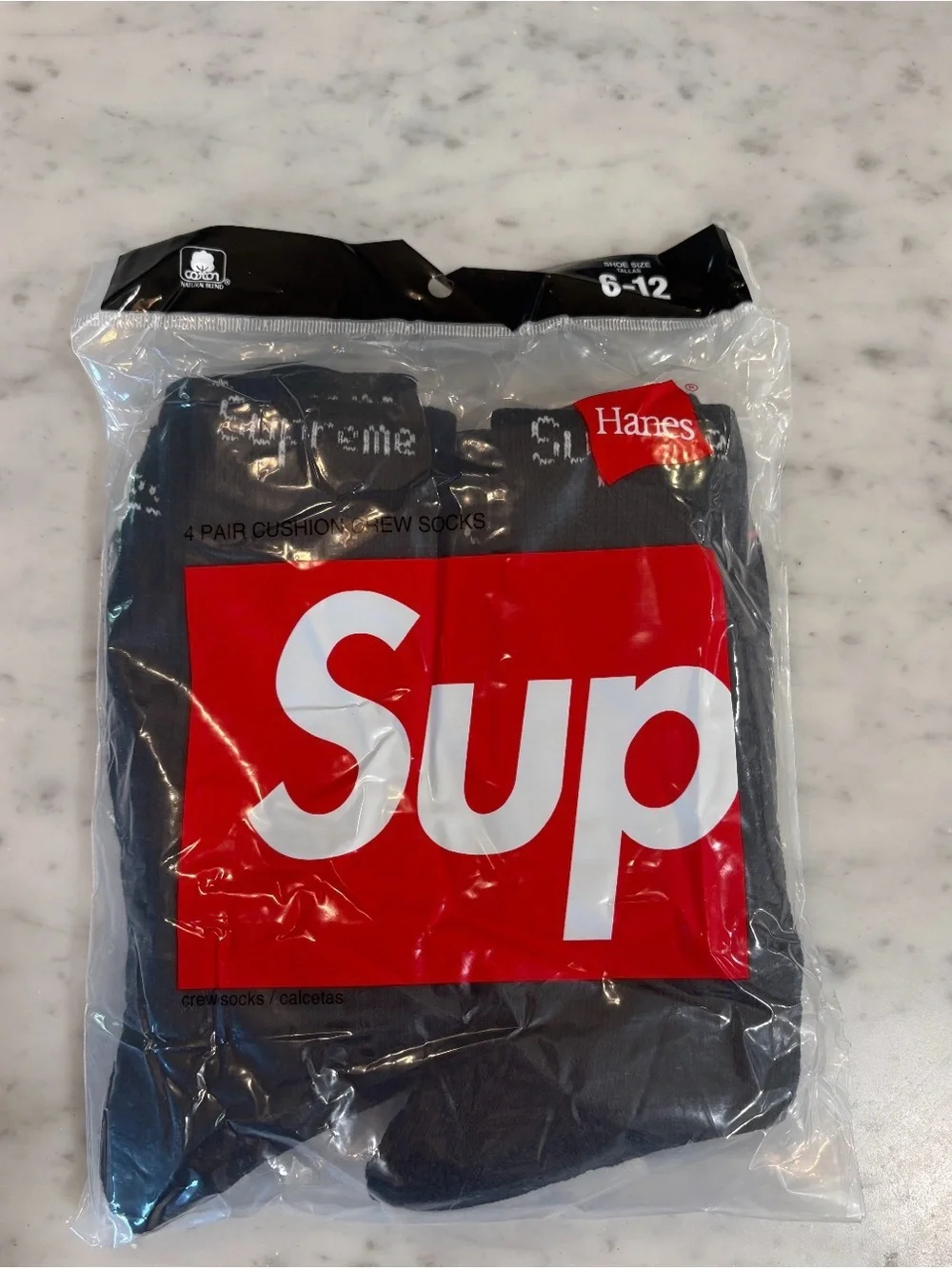 Supreme Black Athletic Crew Socks 1 Pair only